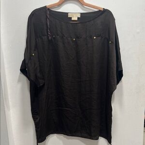 Michael Kors Brown  Short-Sleeve Tunic with Gold Studs